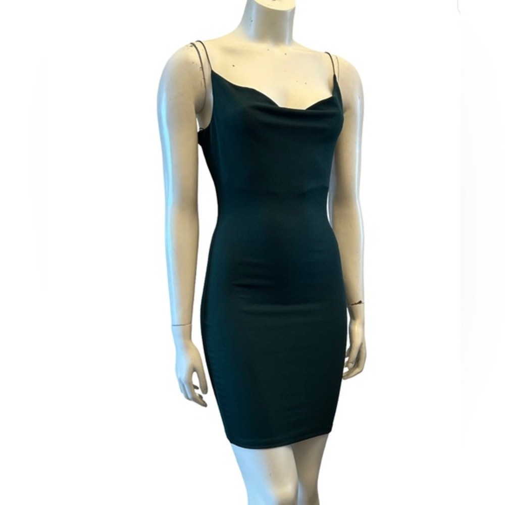 Revamped Elegant Dark Emerald Green Mini Dress